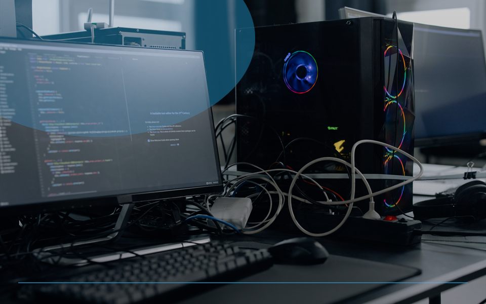 Ilustração de sistema web com painel e dados
